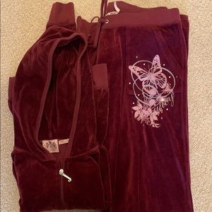 Juicy couture velour maroon track suit